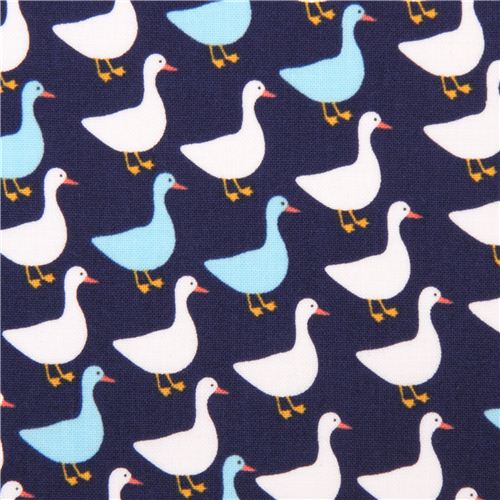 navy blue mini goose duck fabric Urban Zoologie by Robert Kaufman USA ...