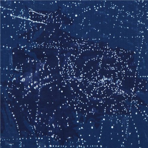 Tissu double gaze Kokka nani iro bleu marine avec des minuscules pois Tissu