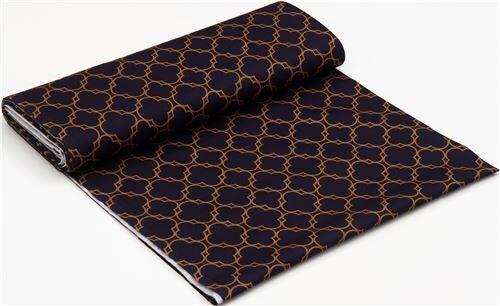 Fat Quarter (50 x 55 cm) - navy blue quatrefoil pattern Oxford fabric from Japan 4