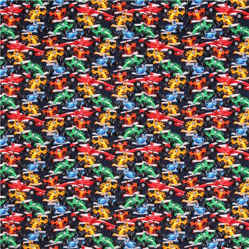 navy blue racing cars F1 fabric by Timeless Treasures USA 3