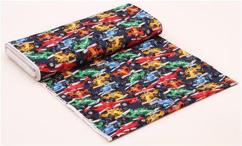 navy blue racing cars F1 fabric by Timeless Treasures USA 4