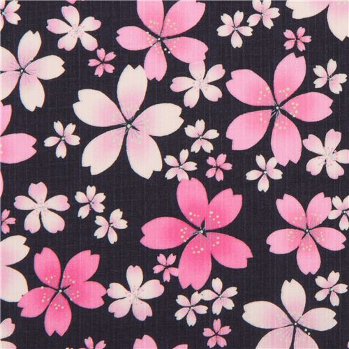 Tela Asia azul marino textura dobby estampado flor cerezo rosa Sakura de  Japón - modesS4u