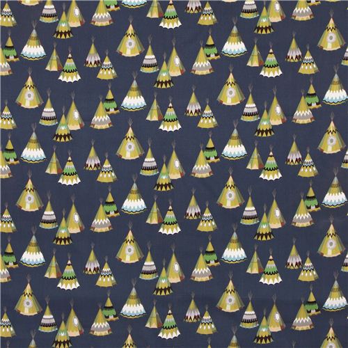 navy blue teepee Indian tent fabric Alexander Henry 4