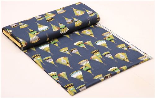 navy blue teepee Indian tent fabric Alexander Henry 6