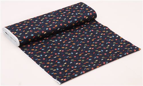 Resto de 28 cm - Tela algod�n textura azul marino Kioto Jap�n tortuga 3