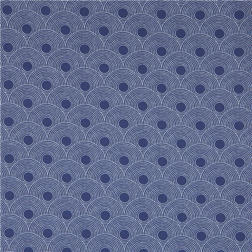 navy blue with circle in scallop pattern fabric Moda Fabrics modeS4u