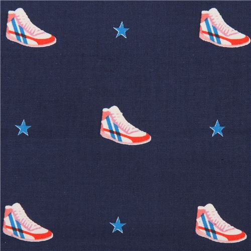 Tela azul marino con deportiva lona sneaker de Cotton and Steel Tela