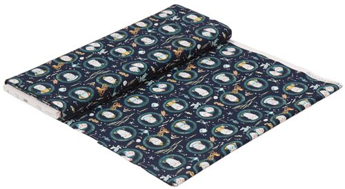 Nautical fish fishing fabric remnant 21x44 inches