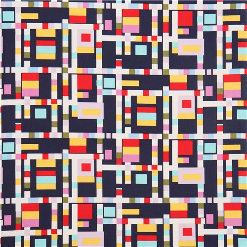 nvy blue pattern fabric graphic blocks Michael Miller 2