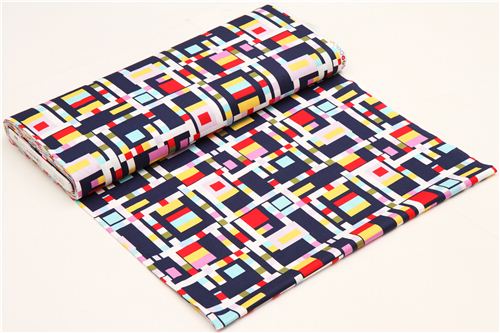 nvy blue pattern fabric graphic blocks Michael Miller 3