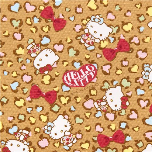 ocher brown Hello Kitty oxford fabric leopard print by Sanrio from Japan  Fabric by Sanrio - modeS4u