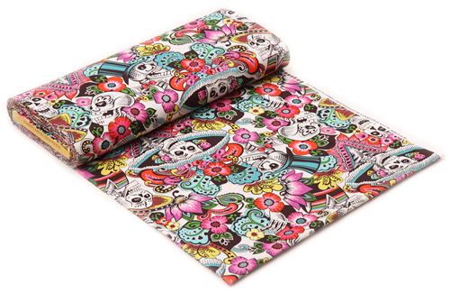off-white Alexander Henry fabric big colorful flower happy skeleton sombrero 6