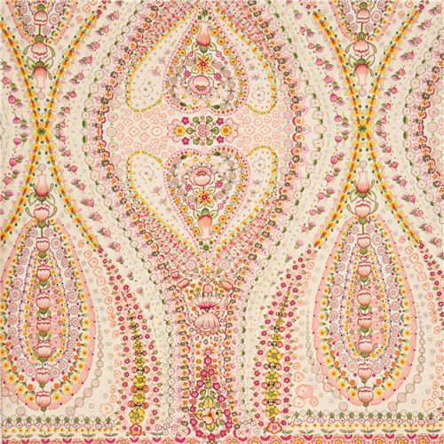 off-white Alexander Henry flower fabric with Paisley 2