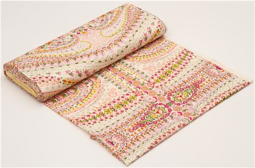 off-white Alexander Henry flower fabric with Paisley 4