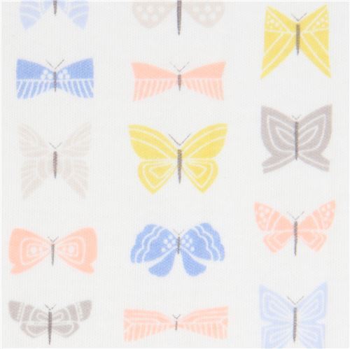 Tissu bio en jersey cru avec des papillons, Field Day Tissu