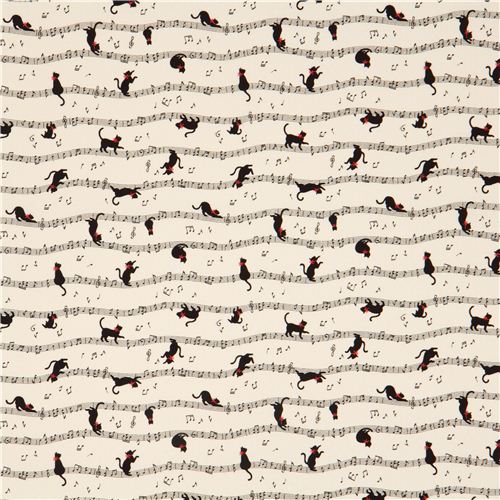 off-white Cosmo cat fabric with musical notes from Japan 2