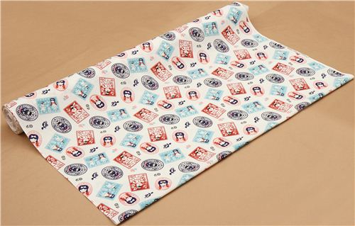 creme Kokka Alice im Wunderland Patchwork Stoff aus Japan 3