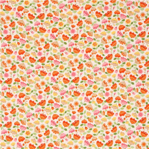 off-white Kokka flower fabric from Japan 2