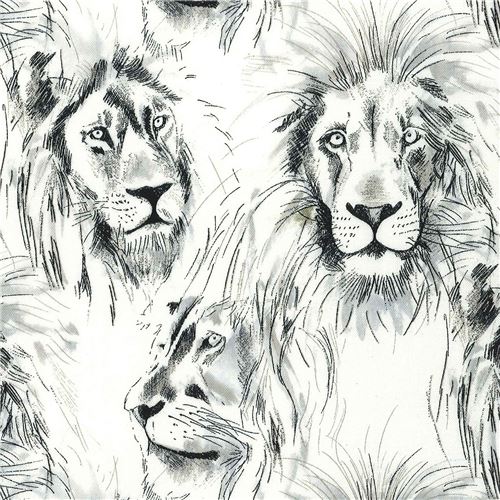 off-white Michael Miller fabric lion face Roarrr Fabric by Michael ...