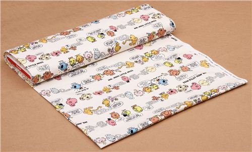 off-white Mr. Men and Little Miss Sanrio oxford fabric from Japan 3
