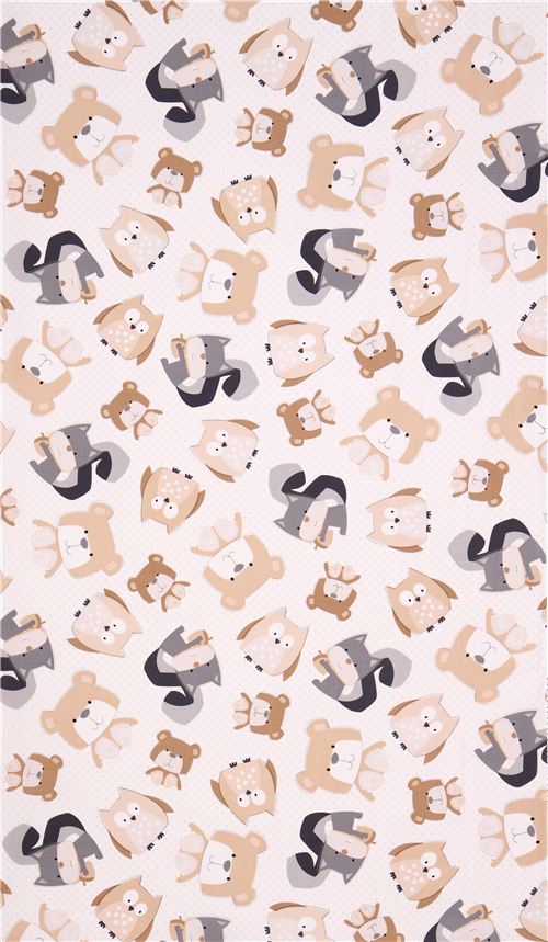 off-white Wee Woodland animal fabric by Timeless Treasures 6