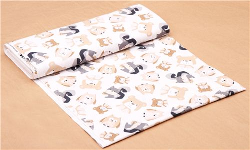 off-white Wee Woodland animal fabric by Timeless Treasures 7
