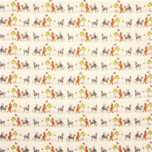 off-white animal parade birch organic fabric deer rabbit USA 2