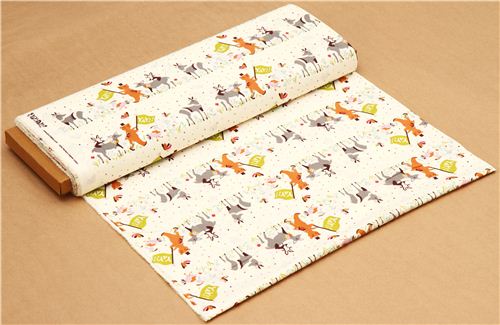 off-white animal parade birch organic fabric deer rabbit USA 3