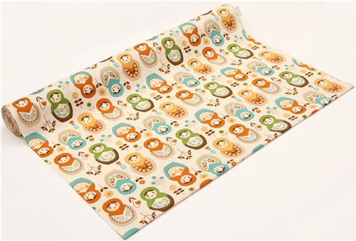 off-white big matryoshka dolls Kokka fabric babushka Fabric by Kokka ...