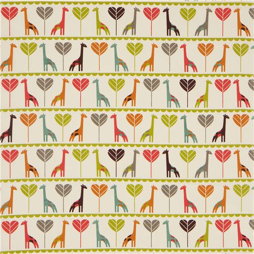 off-white birch animal organic fabric Giraffe Love 2