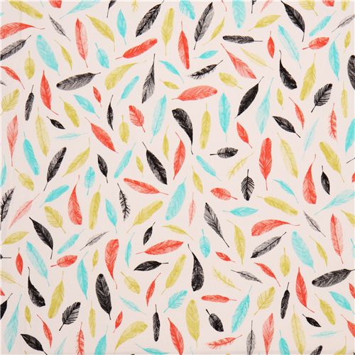 off-white bird feather fabric Robert Kaufman Carried Away 3