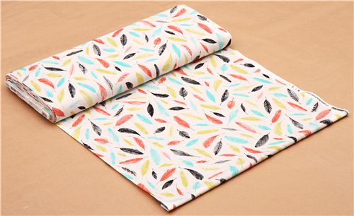off-white bird feather fabric Robert Kaufman Carried Away 4