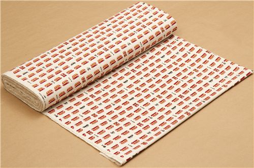 off-white canvas fabric red London double-decker bus 3