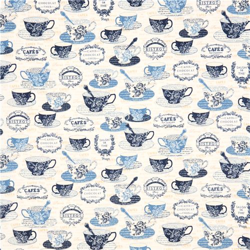 off-white coffee cup fabric Robert Kaufman Parisian Cafe 2