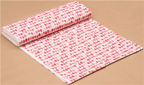 off white fabric cute red pink pattern strawberry by Cosmo from Japan 3