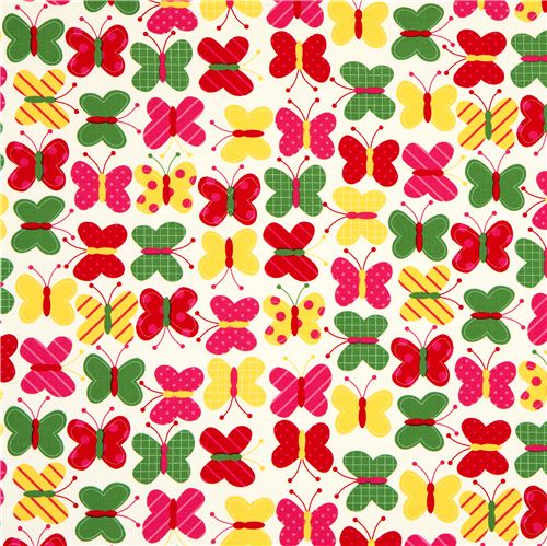 off-white fabric with butterflies Robert Kaufman 2