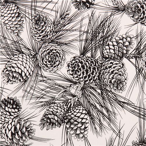 off-white fir cone winter fabric Alexander Henry November Pine Fabric