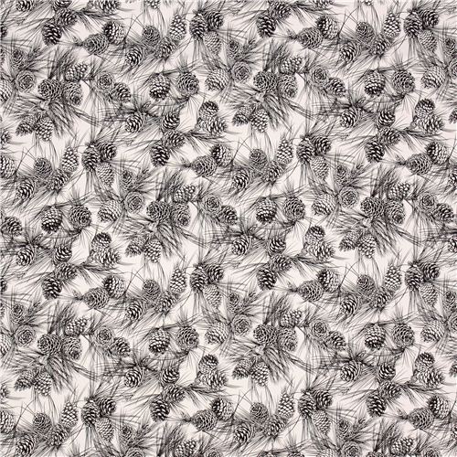 off-white fir cone winter fabric Alexander Henry November Pine 2