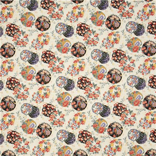 off-white flower circles fabric by Timeless Treasures 2