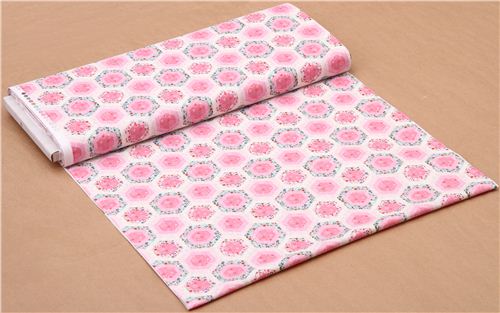 off-white flower hexagon fabric Beautiful Garden Girl 3