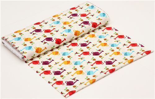 off-white gardening watering cans fabric Timeless Treasures 3