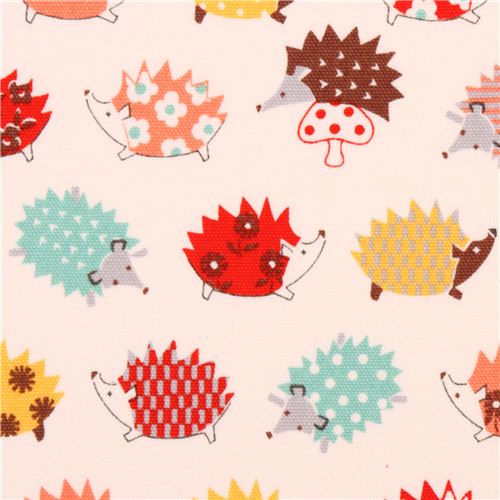 off-white hedgehog animal oxford fabric by Kokka from Japan Fabric by ...