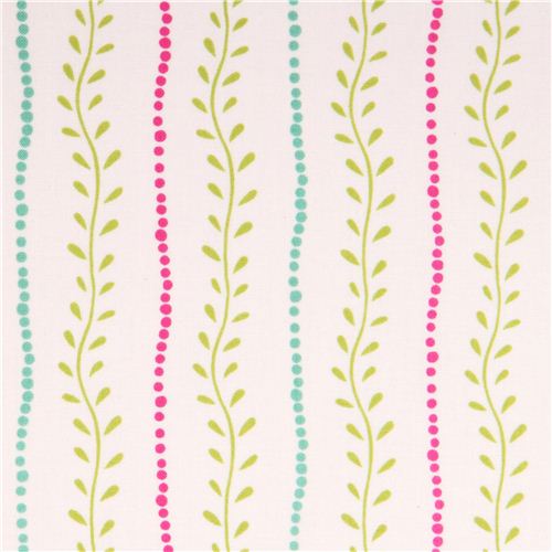 cremeweier Blattranke Blumen Stoff Lily Quilting Treasures 1