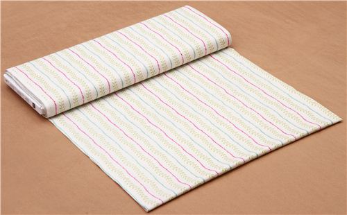 cremeweier Blattranke Blumen Stoff Lily Quilting Treasures 3