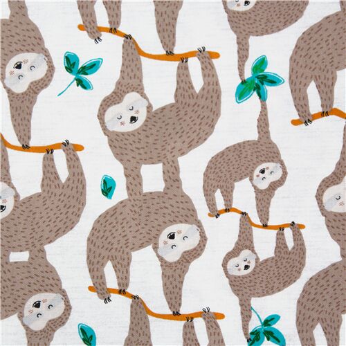 Monkeys Bizness Brown Sloths Hanging Sleepy Fabric
