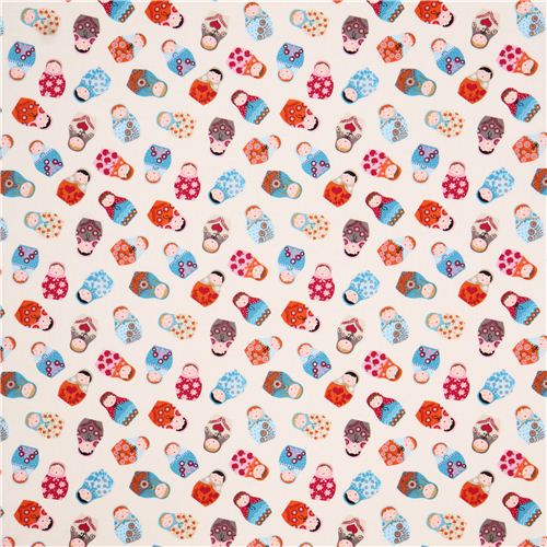 off-white matryoshka Russian DollsTimeless Treasures fabric  2