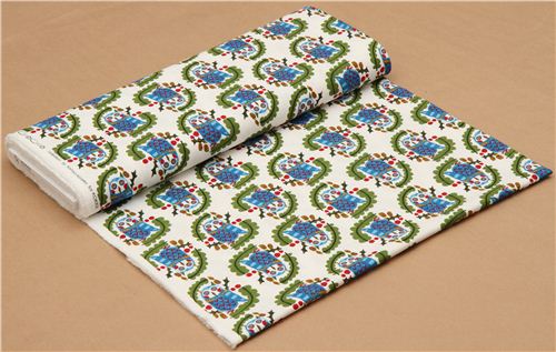 off-white owl canvas animal fabric by Kokka from Japan 3