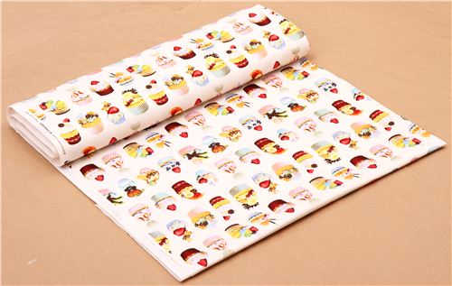 off-white oxford cupcake fabric Cosmo Japan sweets Fabric by Cosmo ...