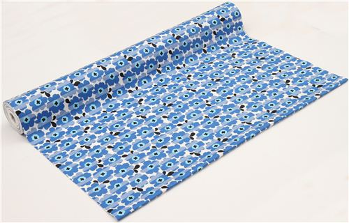 off-white oxford fabric with blue flowers by Kokka Japan 3