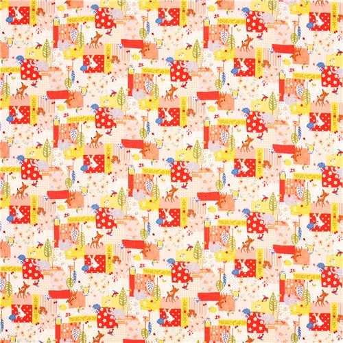 Tela oxford blanco roto animales patchwork de Kokka de Japón Fabric by ...